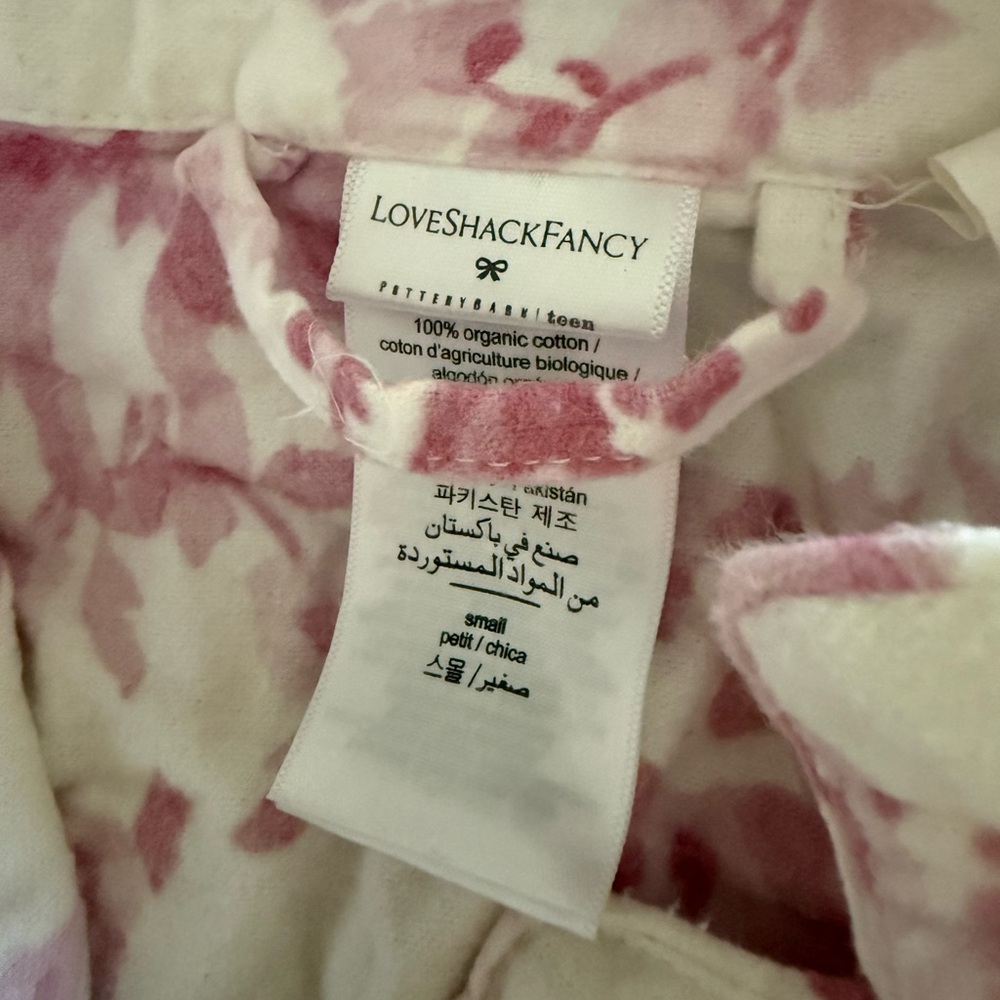 Love shack fancy x pottery barn pink flannel pajama set! Size small! - Picture 3 of 4